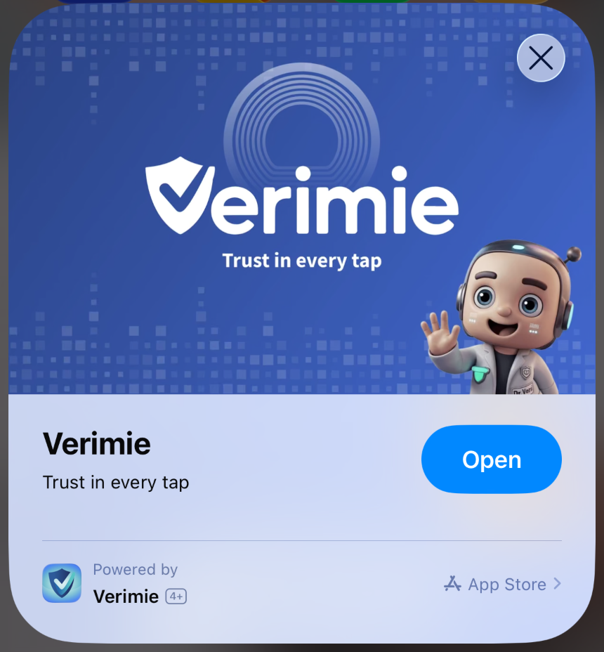 Verimie App Clip — official
